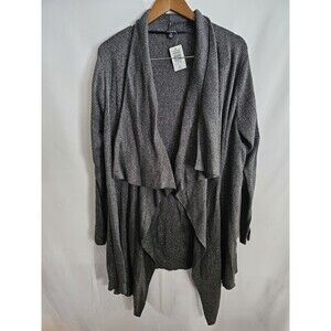 Torrid Cardigan Womens Plus 3X Gray Ribbed Waterfall Metallic Open Front